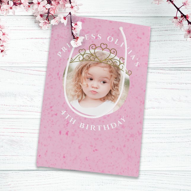 Cute Pink Birthday Girl Princess Tiara Simple  Medium Gift Bag (Creator Uploaded)