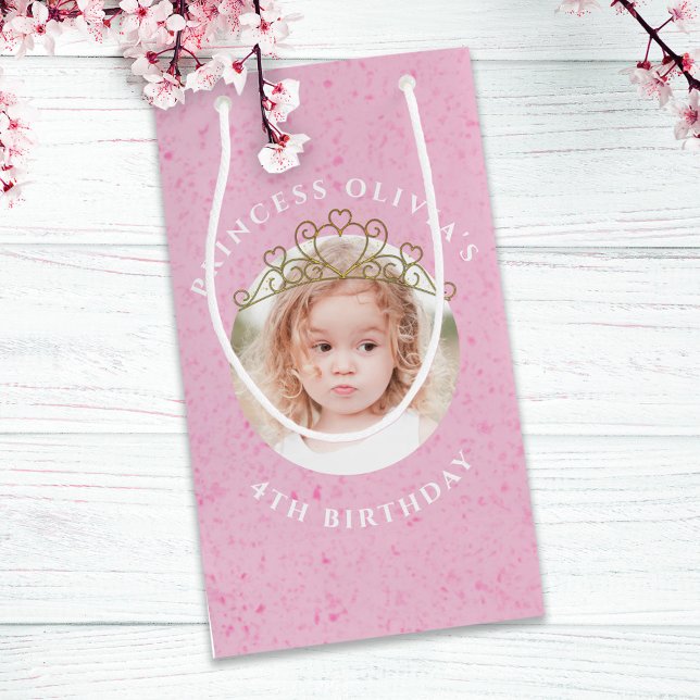 Cute Pink Birthday Girl Princess Tiara Simple  Small Gift Bag (Creator Uploaded)