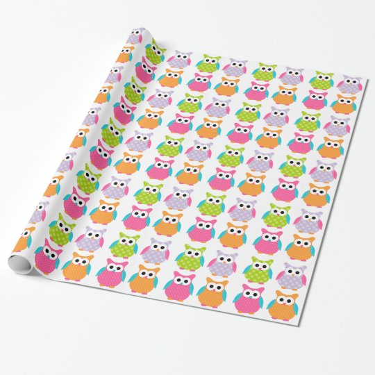 Cute Pink Birthday Owl Wrapping Paper