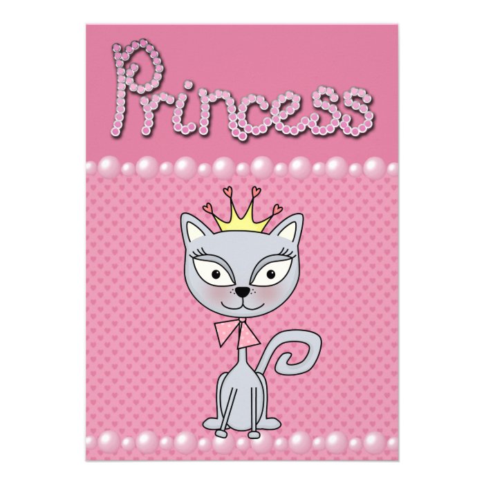 Cute Pink Birthday Party Princess Kitty Cat Custom Invite