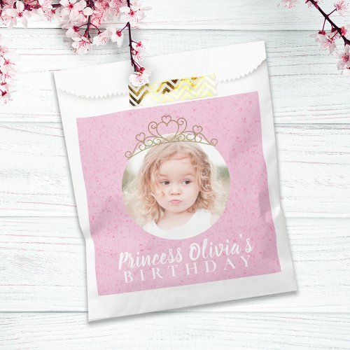 Cute Pink Birthday Simple Photo Princess Tiara  Favor Bag