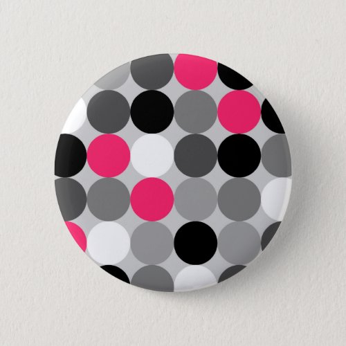 Cute pink black and white dots vector pattern button