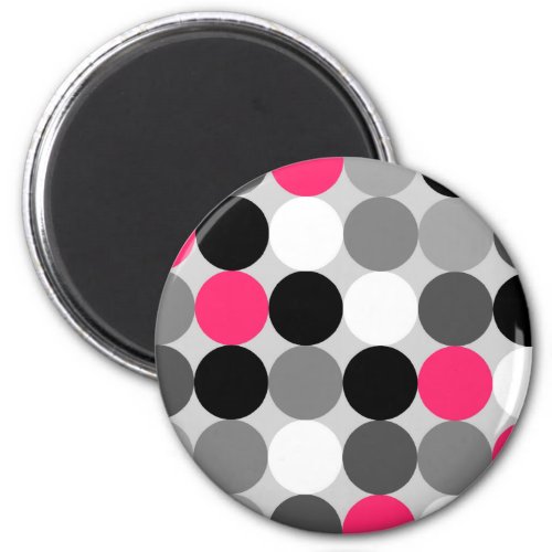 Cute pink black and white dots vector pattern magnet