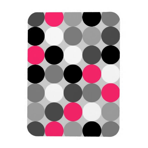 Cute pink black and white dots vector pattern magnet
