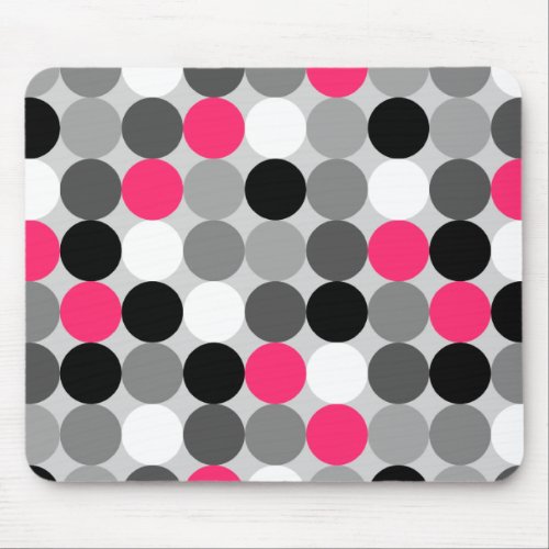 Cute pink black and white dots vector pattern mouse pad