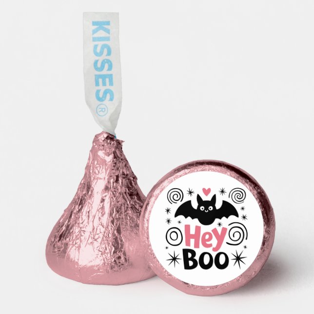 Cute Pink & Black Boo Bat Halloween Party Hershey®'s Kisses® (Front)