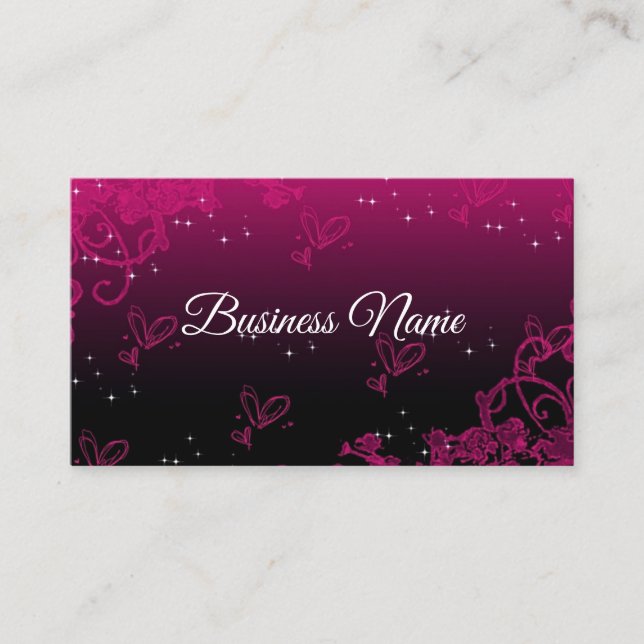Cute Pink & Black Calligraphy Consultant Business Card (Front)