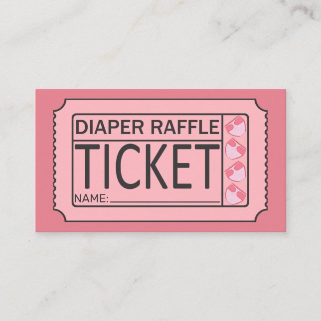 Cute Pink Black Diaper Baby Shower Raffle Tickets (Front)