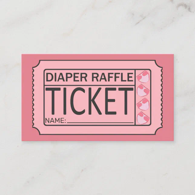 Cute Pink Black Diaper Baby Shower Raffle Tickets | Zazzle