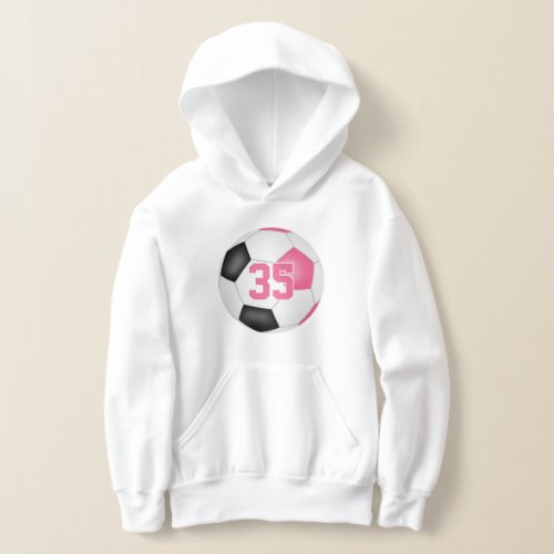 cute pink black girls jersey number soccer hoodie