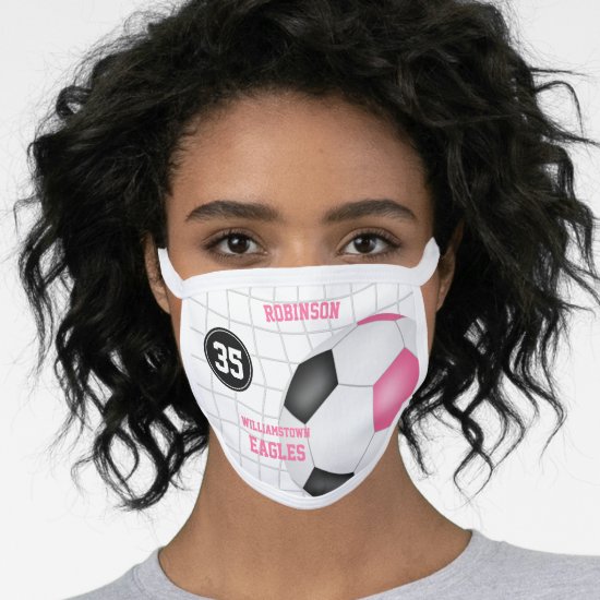 cute pink black girls name jersey number soccer face mask