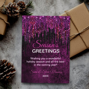 Cute Pink black Glitter Drips Christmas new year