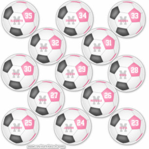 cute pink black individual soccer players sticker