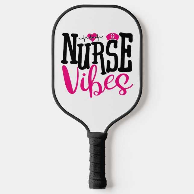 Cute Pink Black Nurse Vibes Medical Professional  Pickleball Paddle (Front)