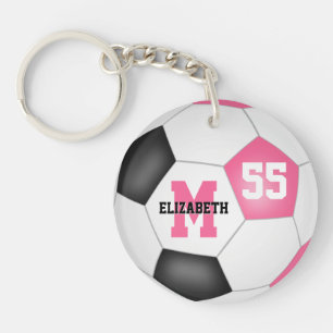 cute pink black white soccer bag tag keychain