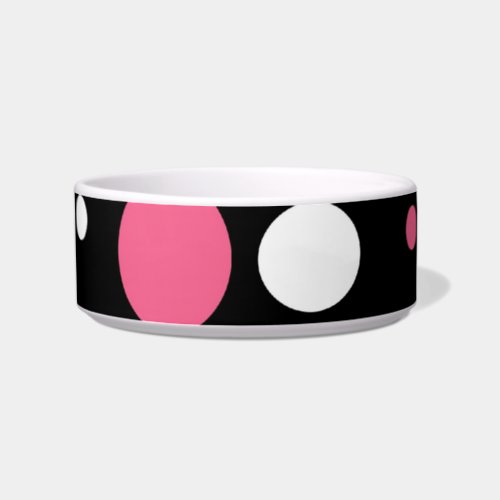 Cute Pink Black White Stripes Polka Dots Pattern Bowl
