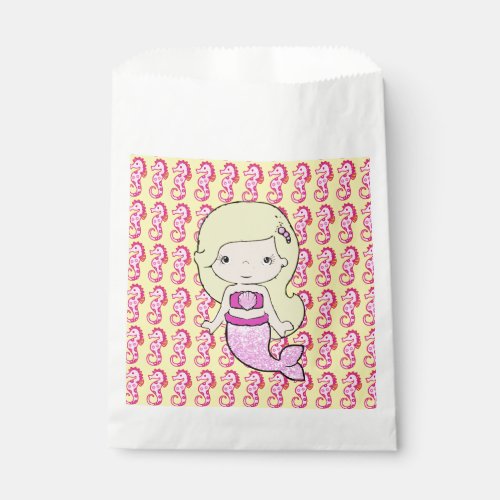 Cute Pink Blonde Mermaid  Seahorses Goodie Bag