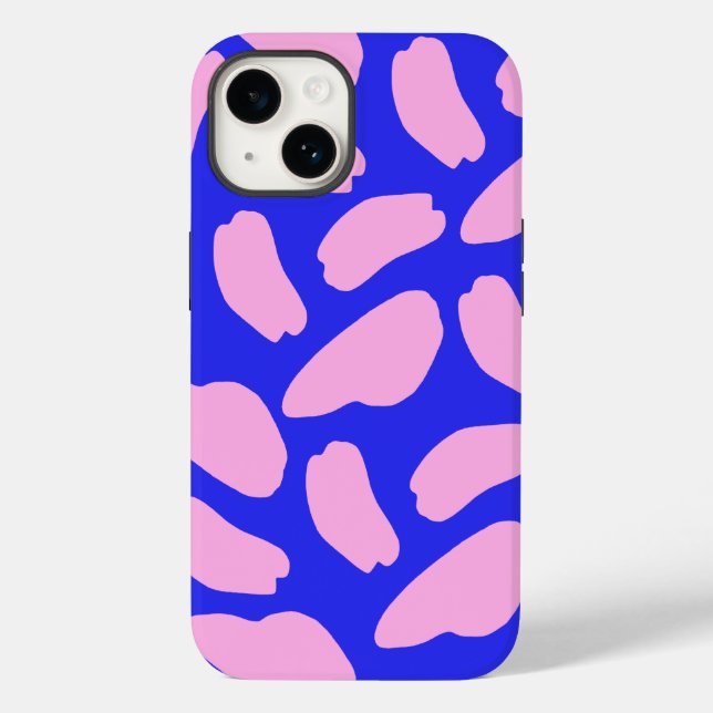 Cute Pink Blue Cow Print Pattern Case-Mate iPhone Case (Back)