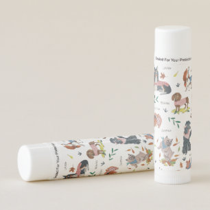 Cute pink & blue dog lovers botanical pattern lip balm