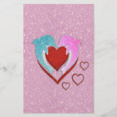 Cute pink blue dolphins holding a red heart (Front)