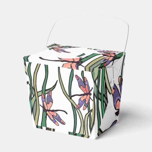 Cute Pink Blue Dragonflies and Green Leaves Favor Boxes