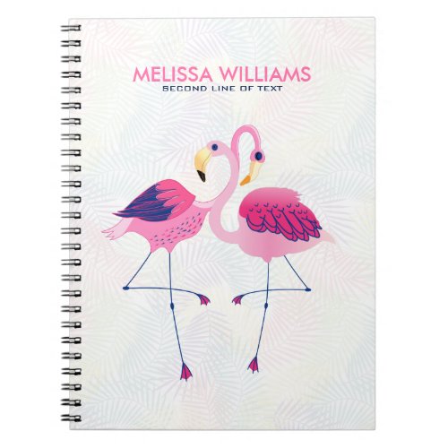 Cute Pink  Blue Flamingos Illustration Notebook