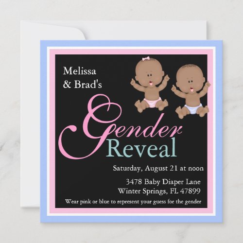 Cute Pink  Blue Gender Reveal Party Invitation