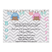 Cute Pink & Blue Gender Reveal Party Invitation