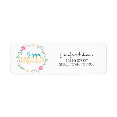 Cute Pink Blue Green Spring Happy Easter Address Label