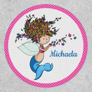 Cute Pink Blue Mermaid Fairy Floral Hair Patch