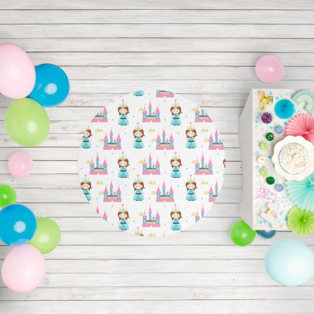 Cute Pink Blue Princess Castle Kids Rug (Insitu (Birthday))