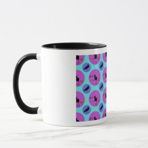 Cute Pink Blue Purple Spooky Cat Halloween Mug