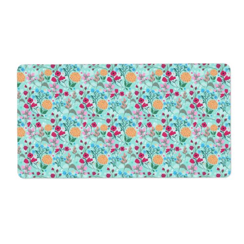 Cute Pink  Blue Small Floral Mint Design Label