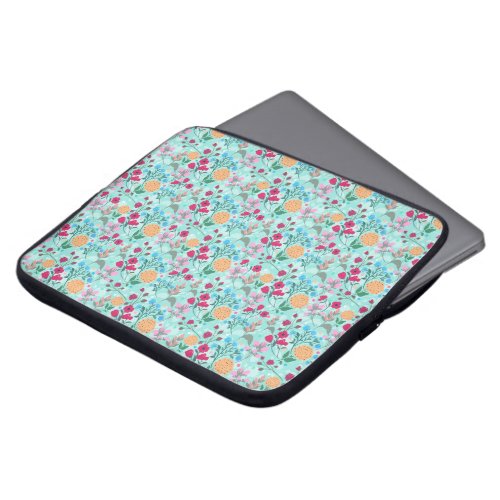 Cute Pink  Blue Small Floral Mint Design Laptop Sleeve
