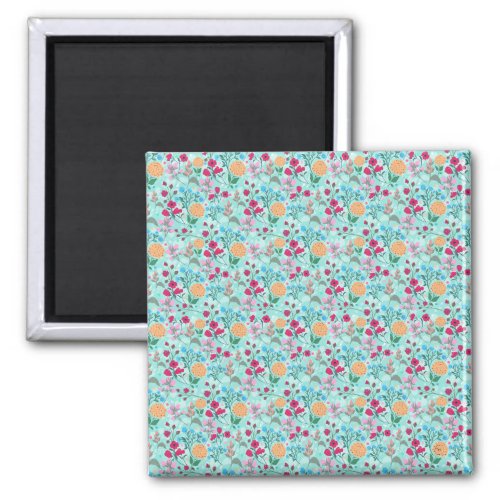 Cute Pink  Blue Small Floral Mint Design Magnet