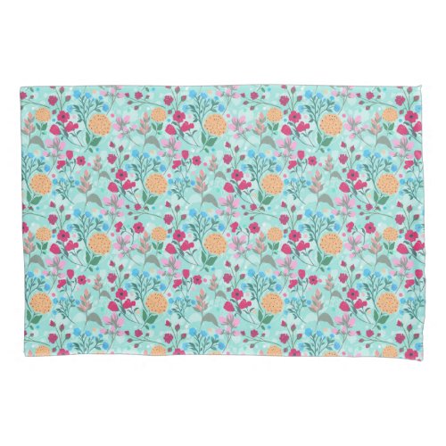 Cute Pink  Blue Small Floral Mint Design Pillow Case