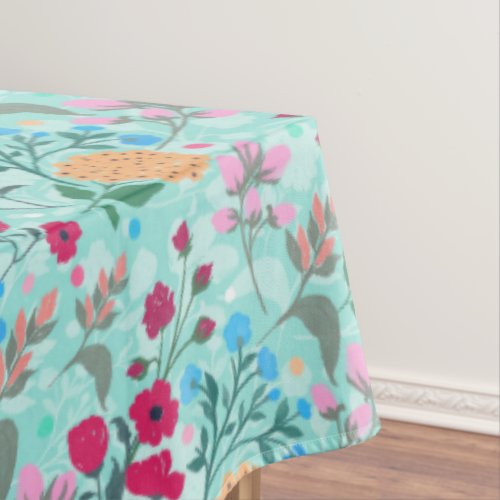 Cute Pink  Blue Small Floral Mint Design Tablecloth