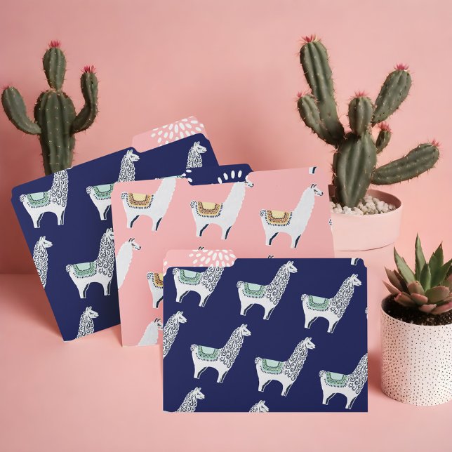 Cute Pink & Blue Stylish Modern Trendy Chic Llama File Folder (Cute Pink & Blue Stylish Modern Trendy Chic Llama File Folder)