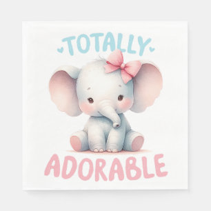 CUTE PINK BLUE WATERCOLOR BABY ELEPHANT NAPKINS