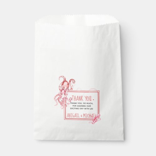 Cute Pink  Blue Watercolor Octopus Baby Girl Favor Bag