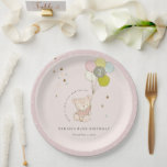 Cute Pink Blush Bear Balloon Any Age Birthday Paper Plates<br><div class="desc">For any further customisation or any other matching items,  please feel free to contact me at yellowfebstudio@gmail.com</div>