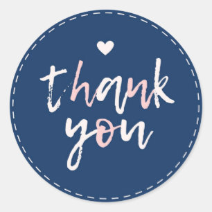 Cute pink blush blue thank you for purchase classic round sticker