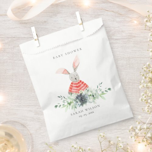 Cute Pink Blush Bunny Garden Foliage Baby Shower Favor Bag