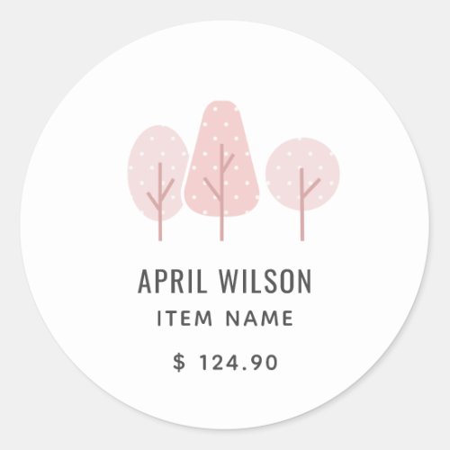 CUTE PINK BLUSH PASTEL TREE TRIO LANDSCAPING PRICE CLASSIC ROUND STICKER