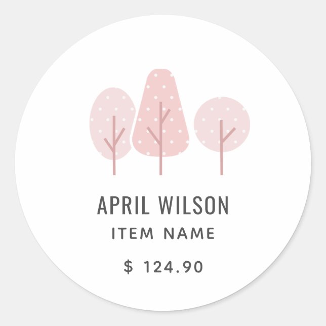 CUTE PINK BLUSH PASTEL TREE TRIO LANDSCAPING PRICE CLASSIC ROUND STICKER (Front)