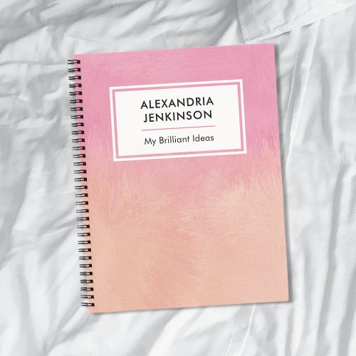 Cute Pink Blush Peach Stylish Dreamy Abstract Chic Notebook