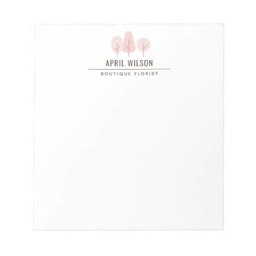CUTE PINK BLUSH TREE TRIO LANDSCAPING SERVICE NOTEPAD