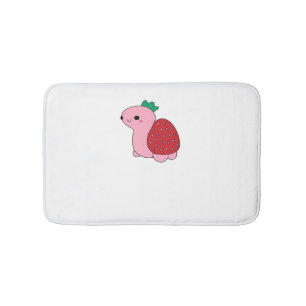 Cute pink blushing strawberry turtle Classic T-Shi Bath Mat