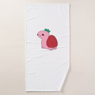 Cute pink blushing strawberry turtle Classic T-Shi Bath Towel
