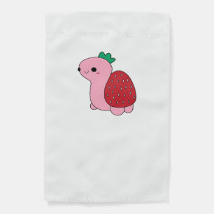 Cute pink blushing strawberry turtle Classic T-Shi Garden Flag